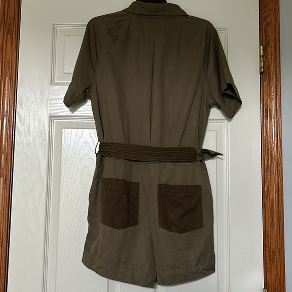 Madewell Army Green Button Front Belted Romper Sz 6 - Picture 5 of 5